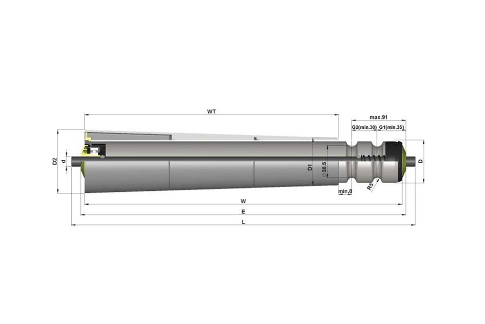 T500 Series Double Groove Tapered Sleeve Roller - Spring load